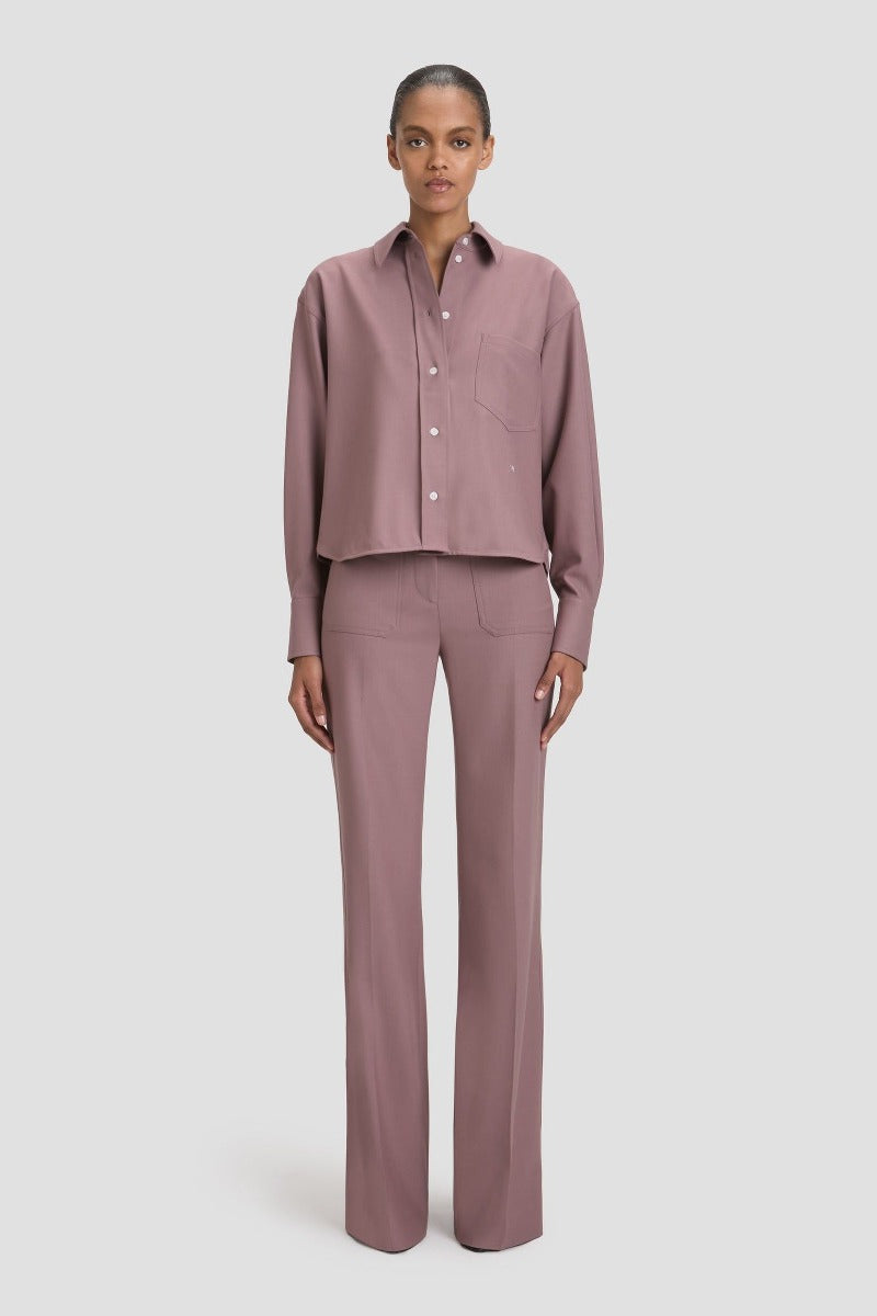 Cropped Long Sleeve Shirt - Mauve