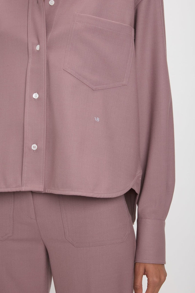 Cropped Long Sleeve Shirt - Mauve