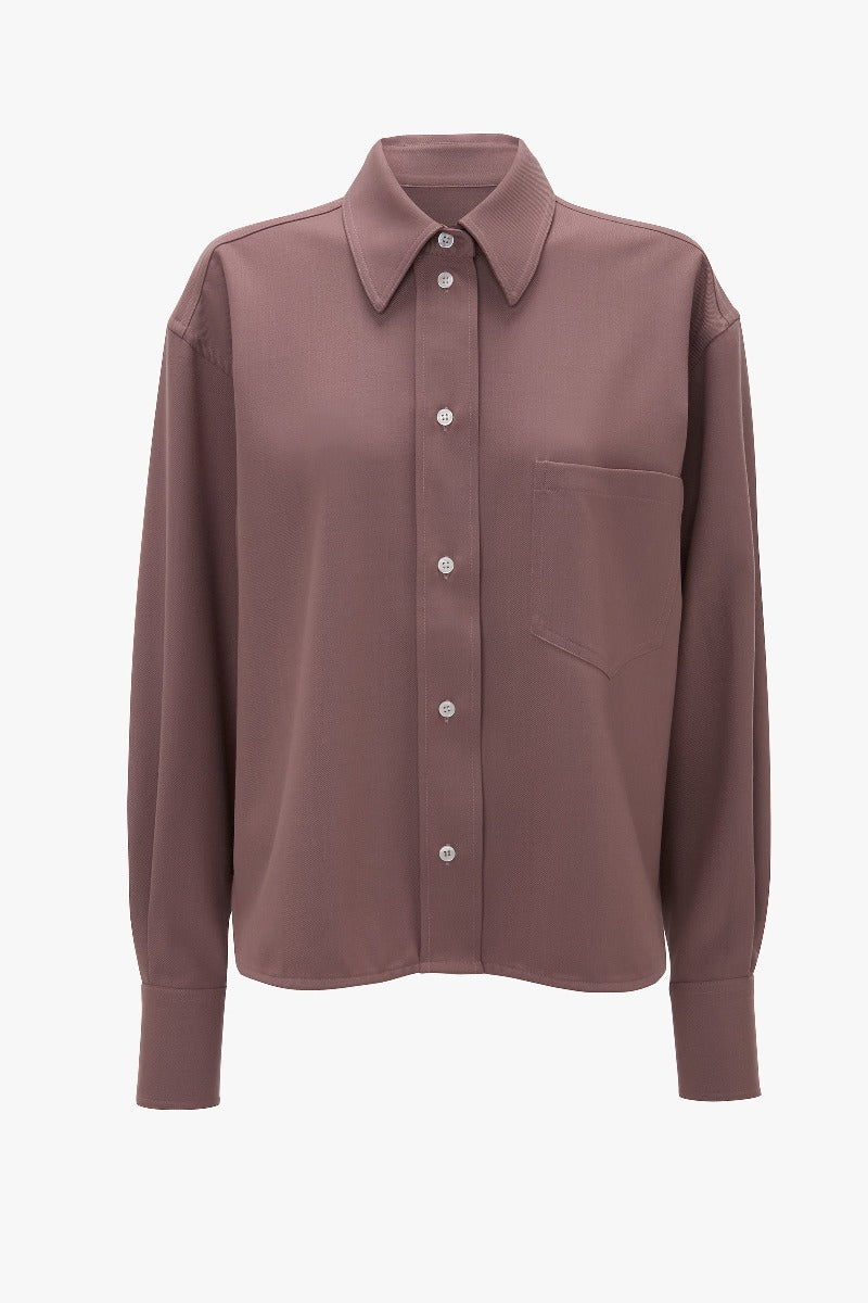 Cropped Long Sleeve Shirt - Mauve