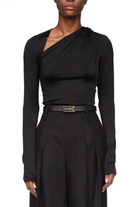 Slash Detail Jersey Top - Black