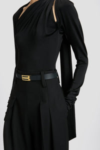 Slash Detail Jersey Top - Black