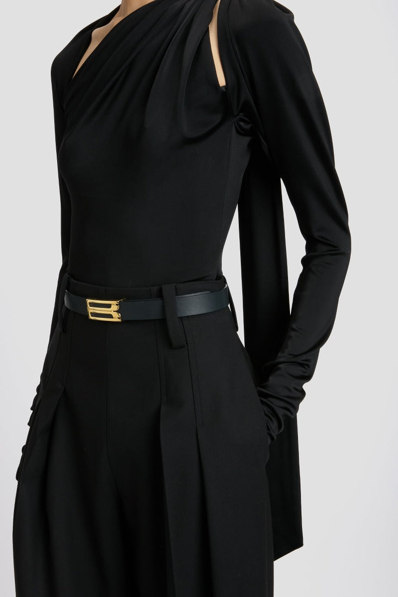 Slash Detail Jersey Top - Black