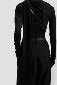 Slash Detail Jersey Top - Black