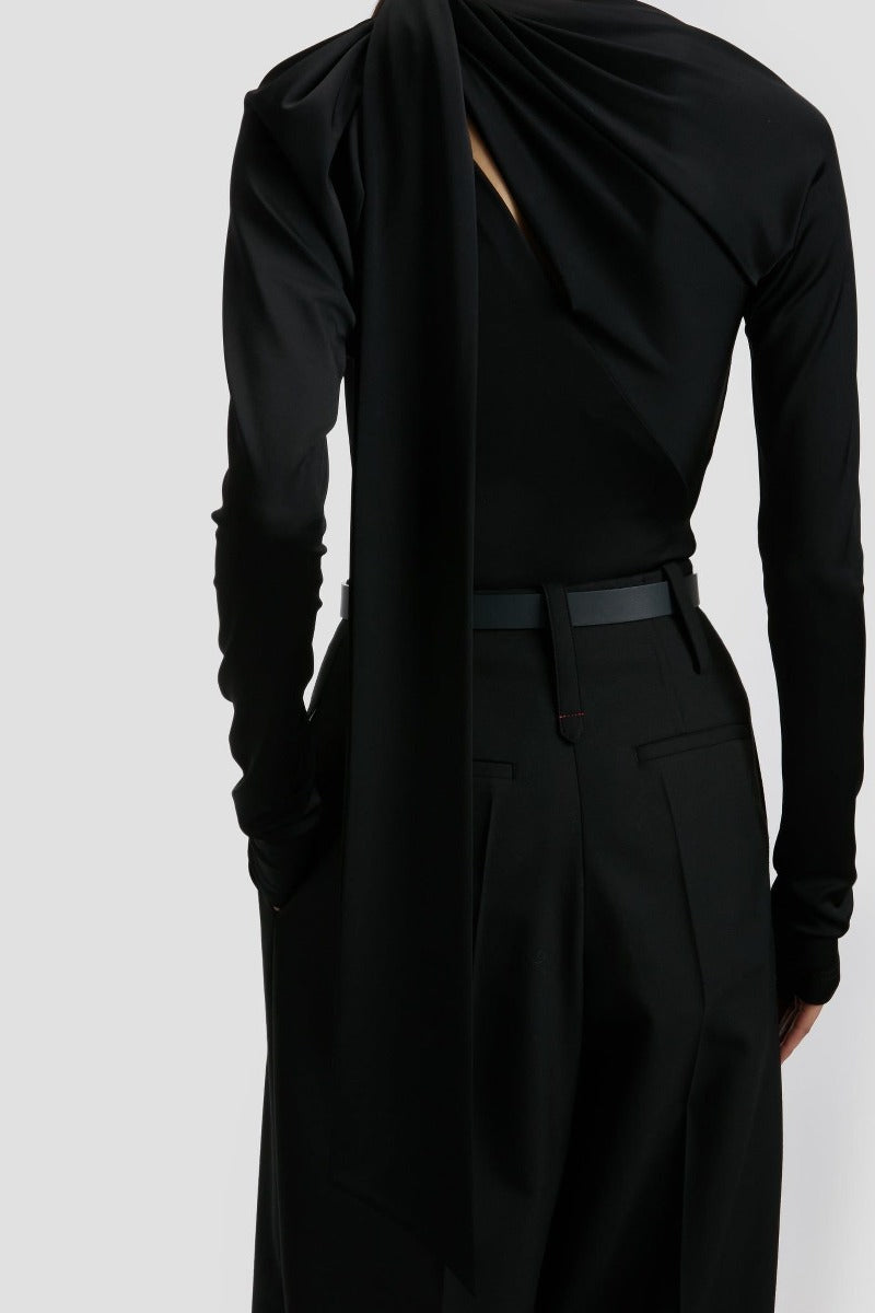 Slash Detail Jersey Top - Black