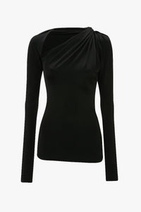 Slash Detail Jersey Top - Black