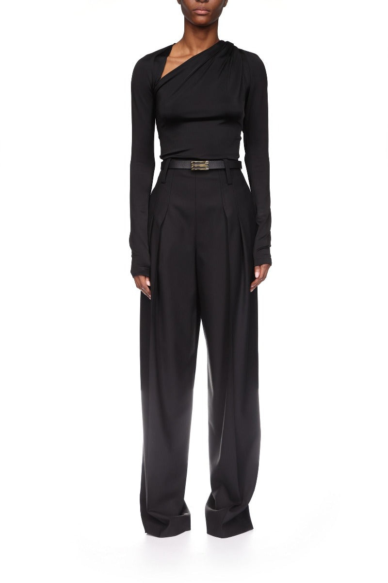 High Waist Cinch Trouser - Black