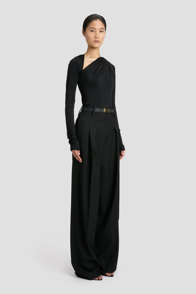 High Waist Cinch Trouser - Black