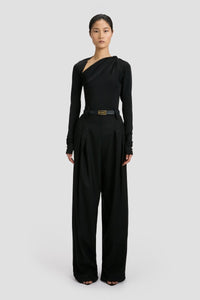 High Waist Cinch Trouser - Black