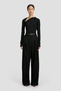 High Waist Cinch Trouser - Black