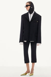 Tab Detail Cropped Trouser - Black