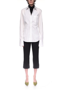 Tab Detail Cropped Trouser - Black
