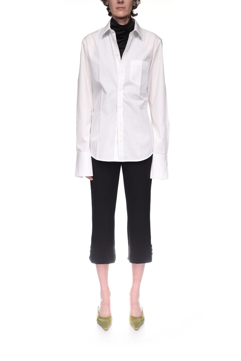 Tab Detail Cropped Trouser - Black