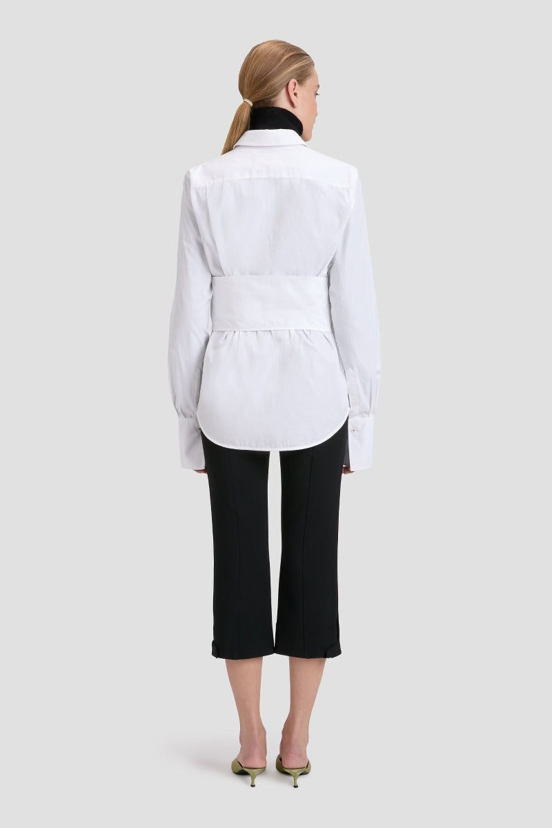 Tab Detail Cropped Trouser - Black