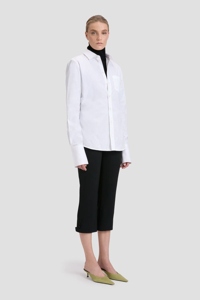 Tab Detail Cropped Trouser - Black