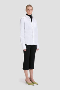 Tab Detail Cropped Trouser - Black