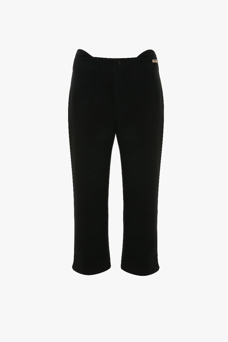 Tab Detail Cropped Trouser - Black
