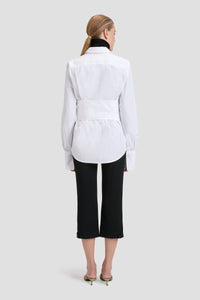Tab Detail Cropped Trouser - Black
