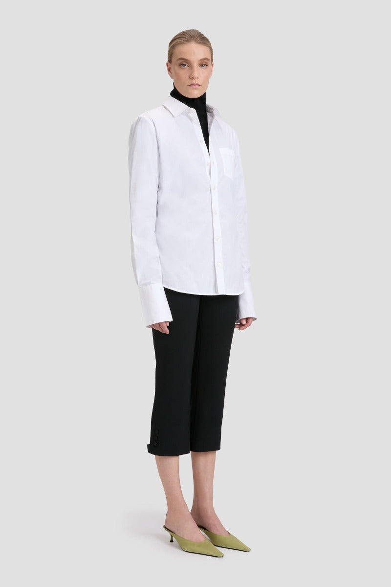Tab Detail Cropped Trouser - Black