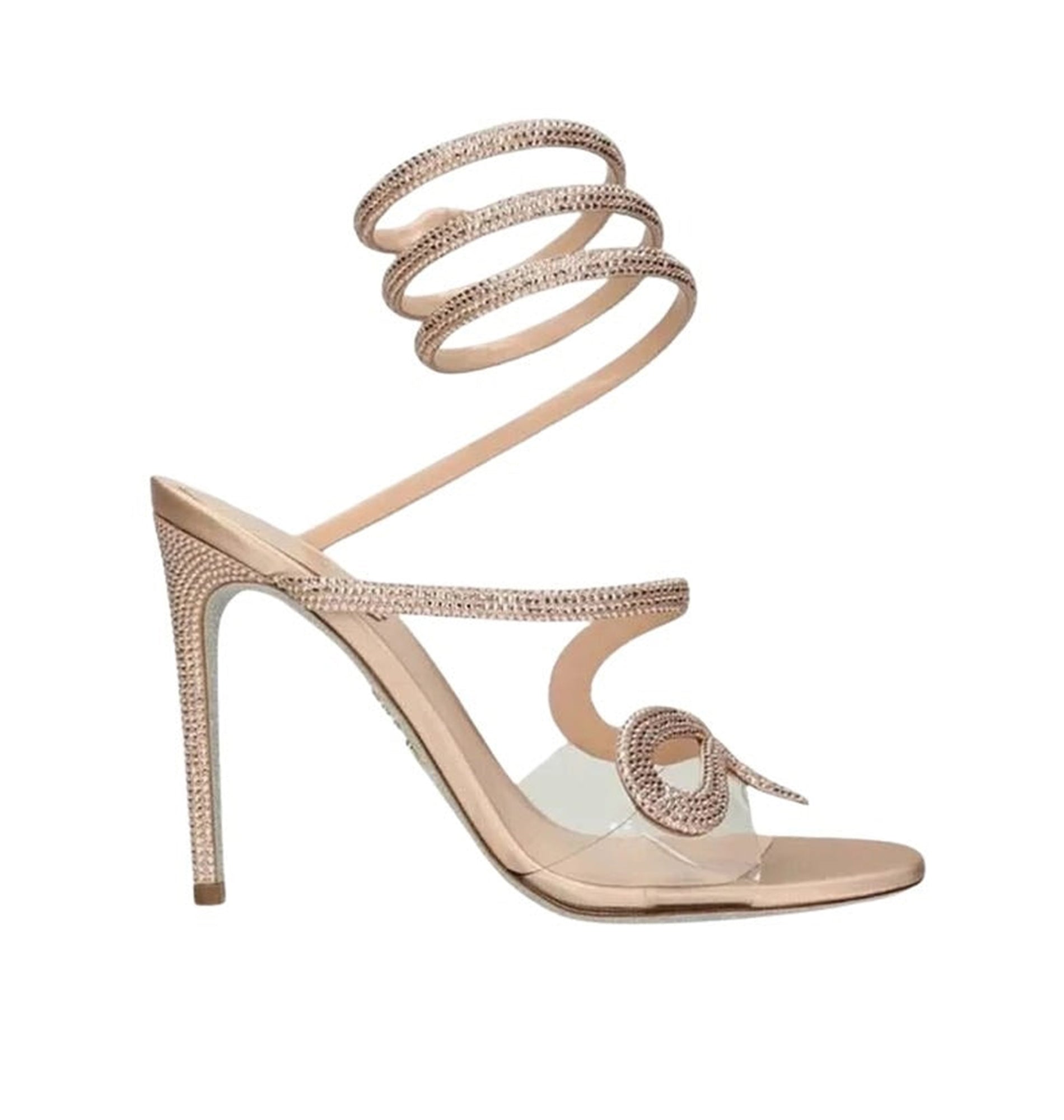 Sandales à talons Morgana 105 à strass en satin - Nude & Silk
