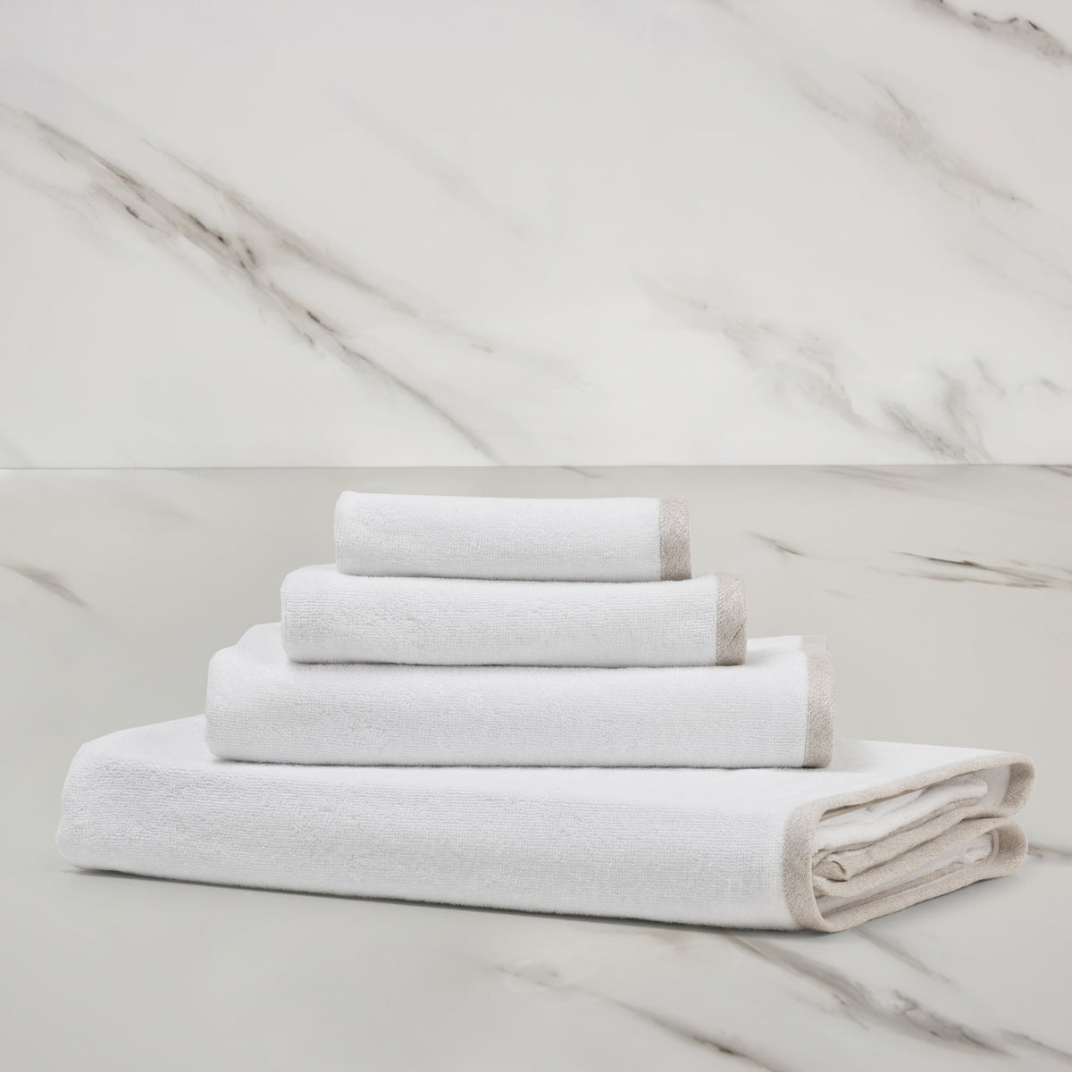 LIGHT TERRY AND LINEN CREPE / PAIR OF TOWELS / SERVIETTE INVITÉ & SERVIETTE DE BAIN