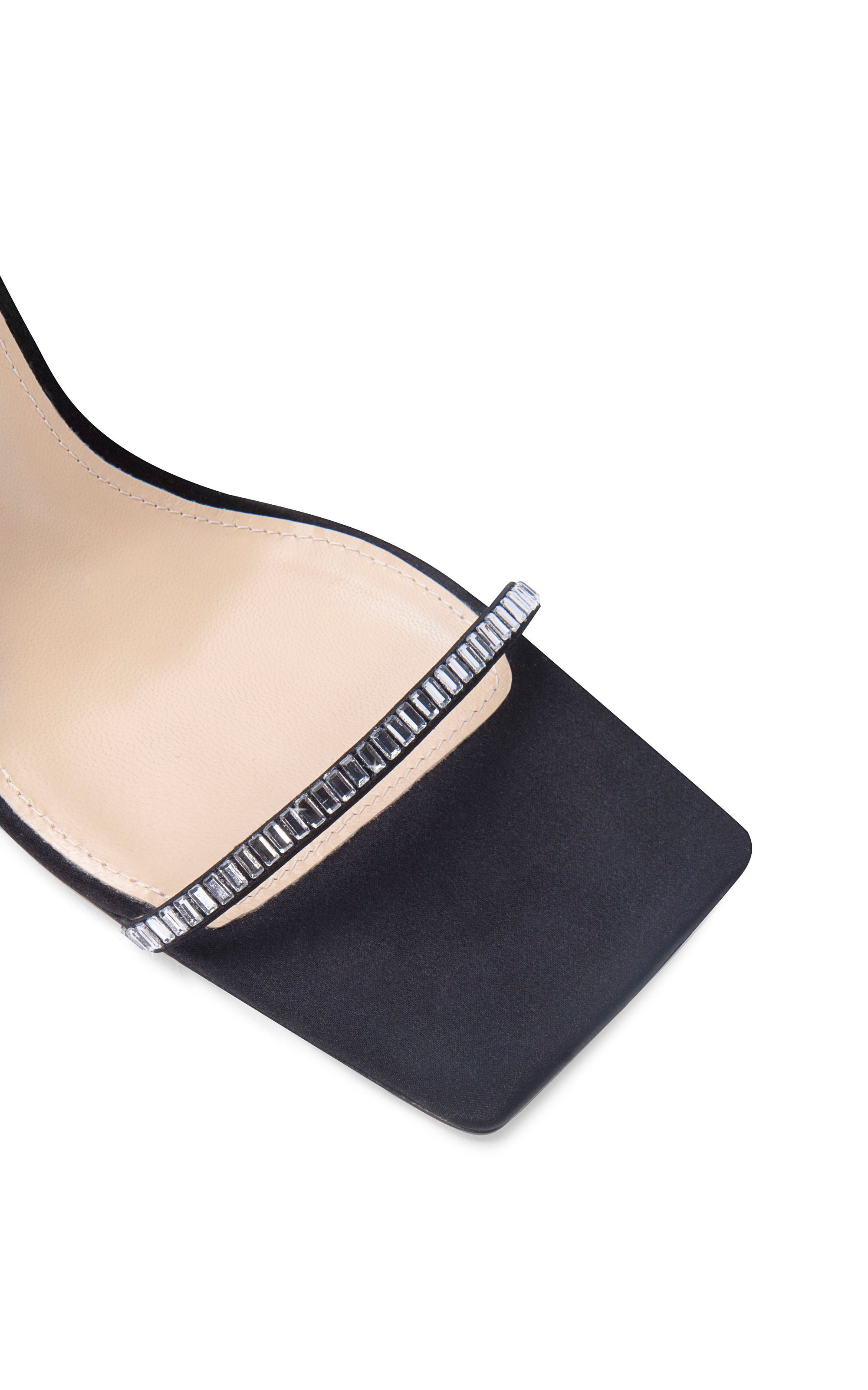 Heart Shaped 95 heeled sandals in silk & rhinestone - Black