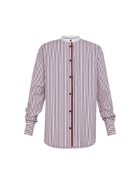 Chemise Grand-Père à col contrasté - Rose