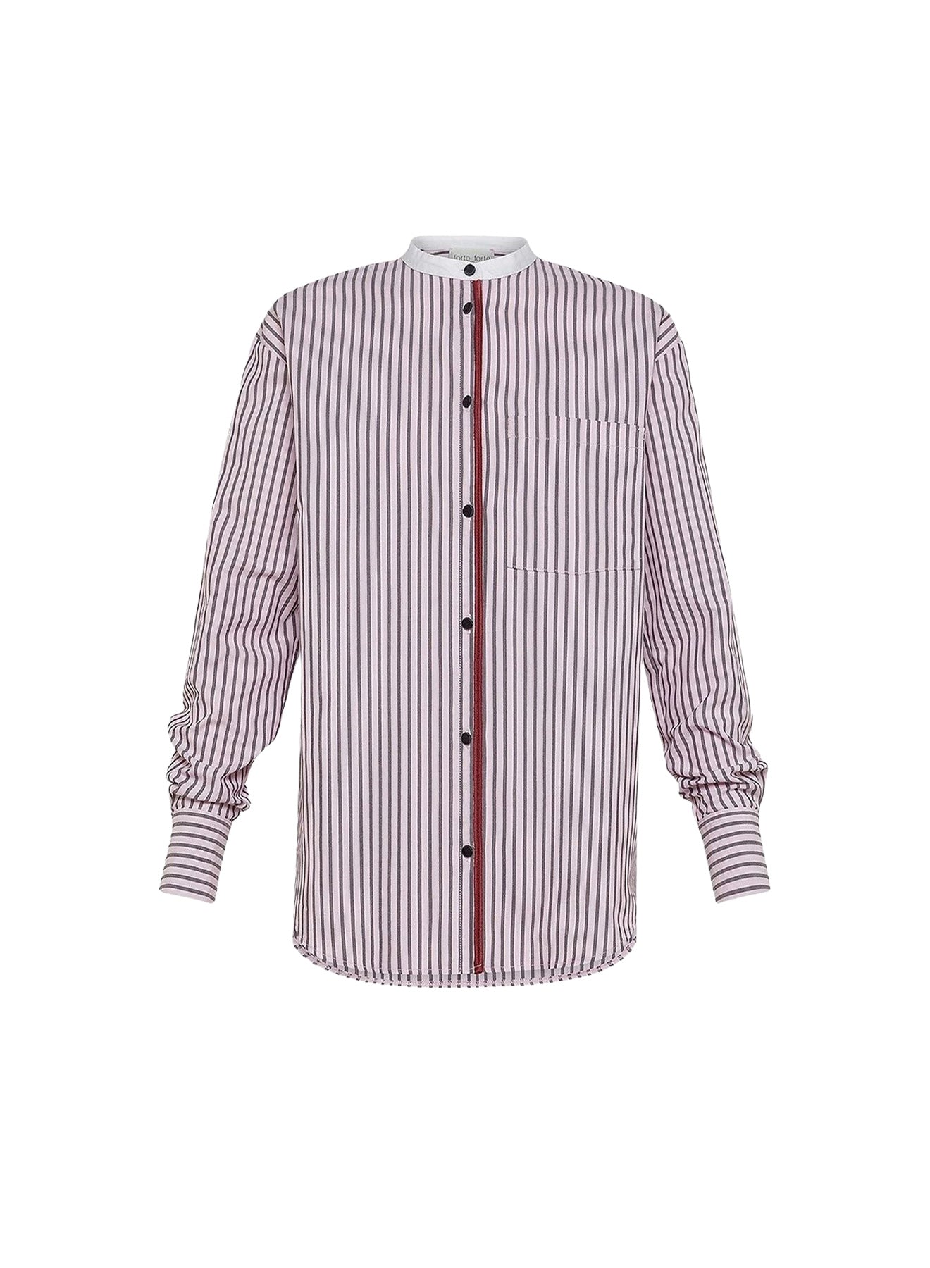 Chemise Grand-Père à col contrasté - Rose
