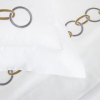 Housse de couette Links Embroidery en coton - Slate Grey & Camel