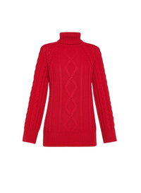 Oversized wool roll-neck jumper - Hibiscus