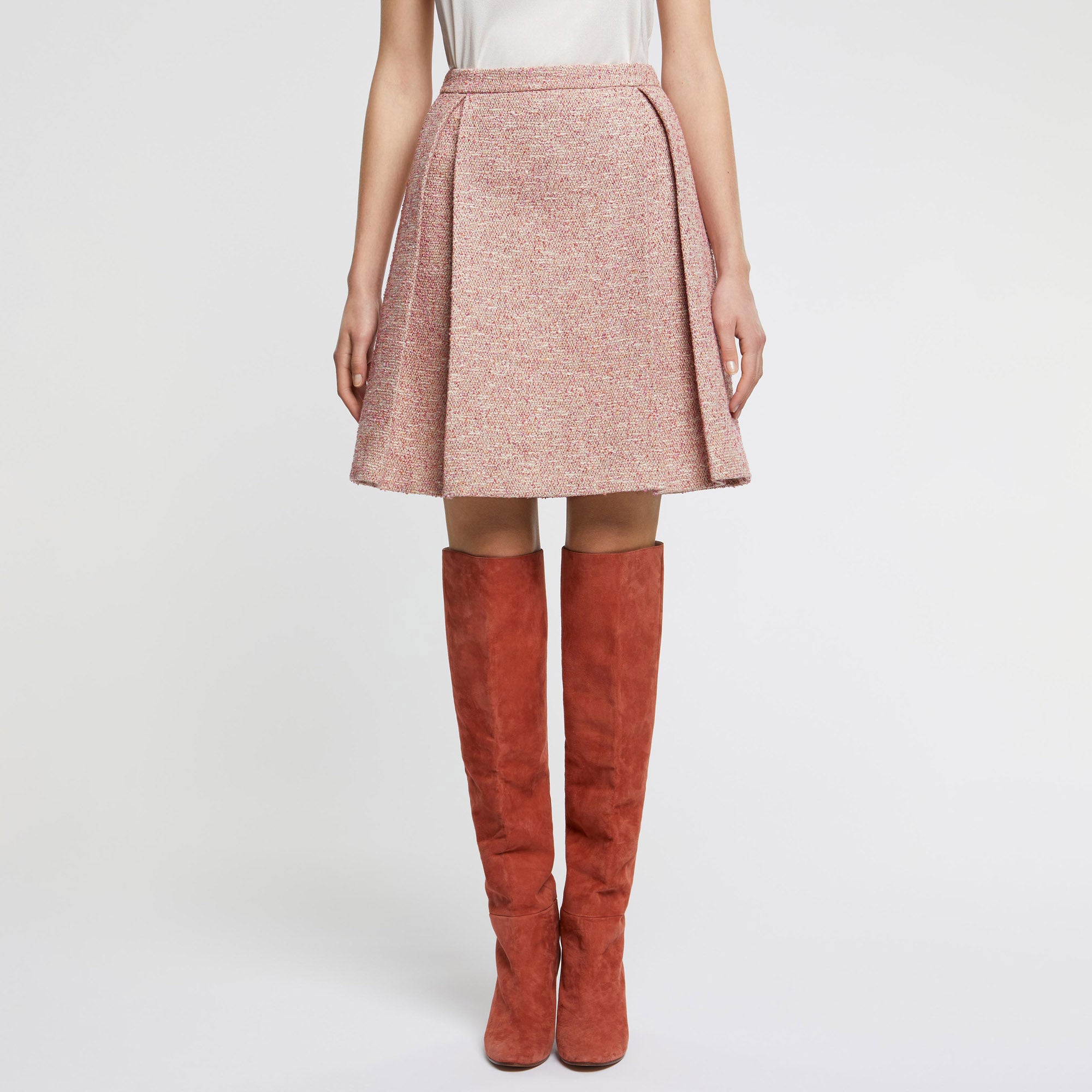 High-waisted tweed skirt - Multicolor