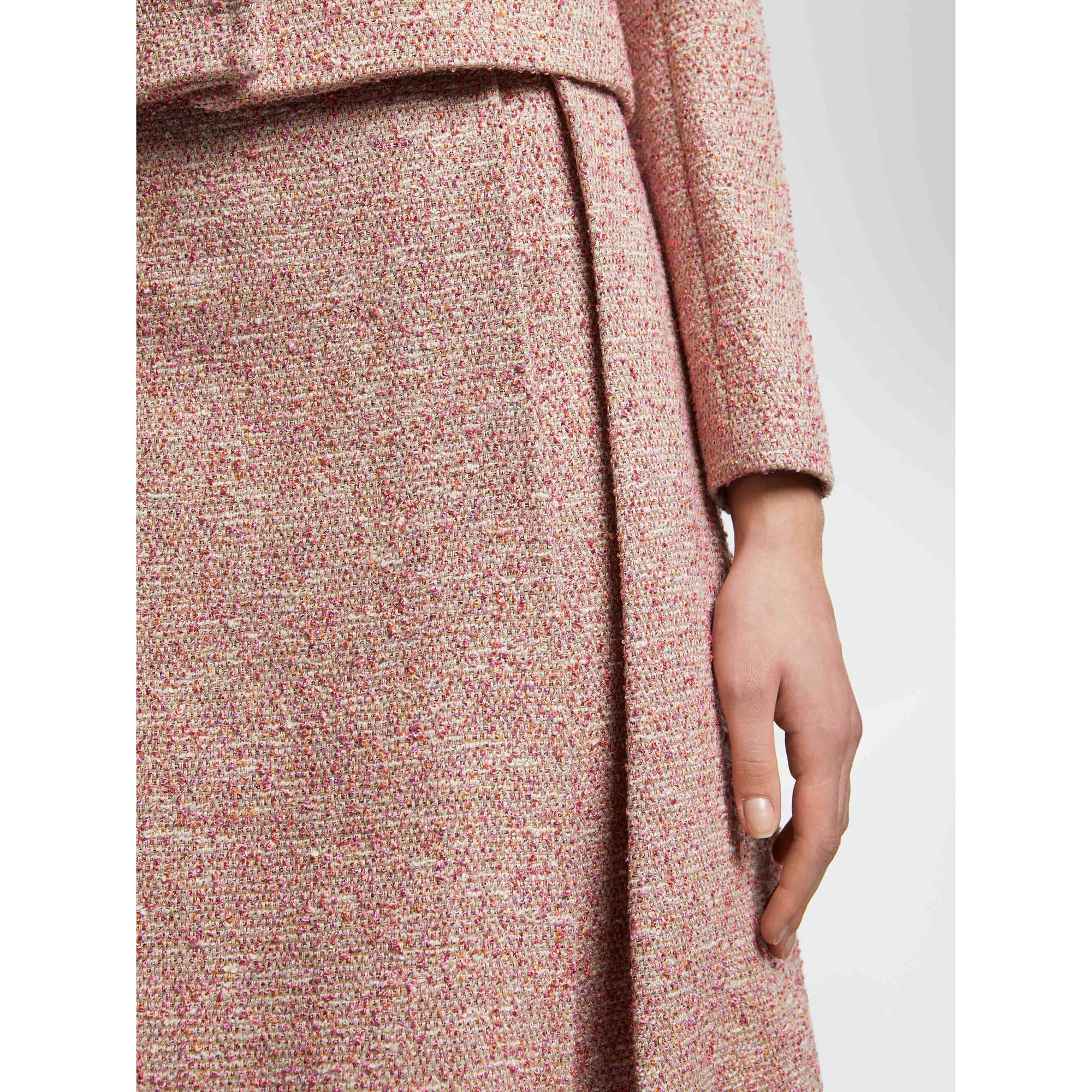 High-waisted tweed skirt - Multicolor