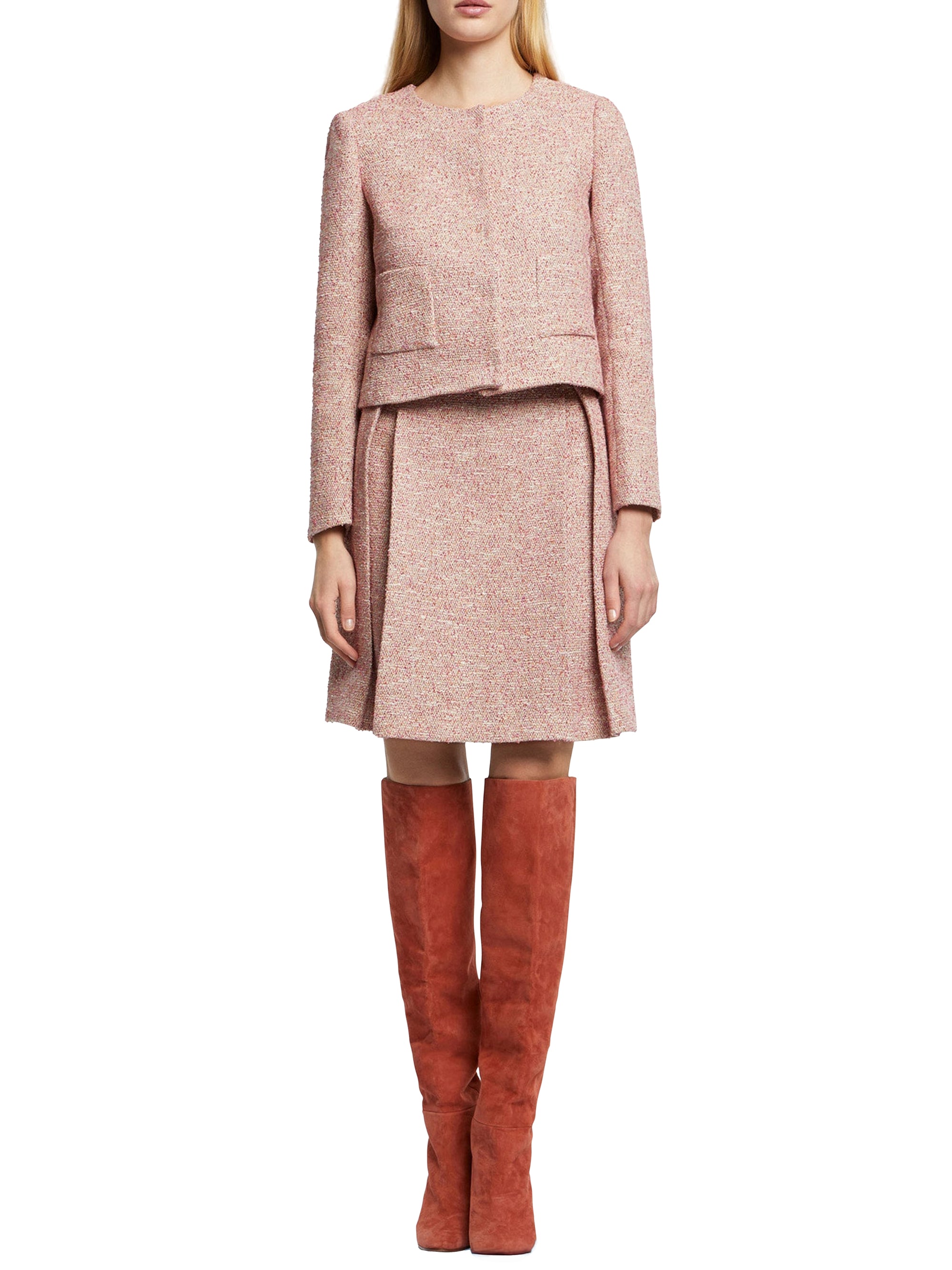 High-waisted tweed skirt - Multicolor