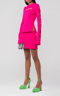 Pull Wavy à découpes - Fuchsia