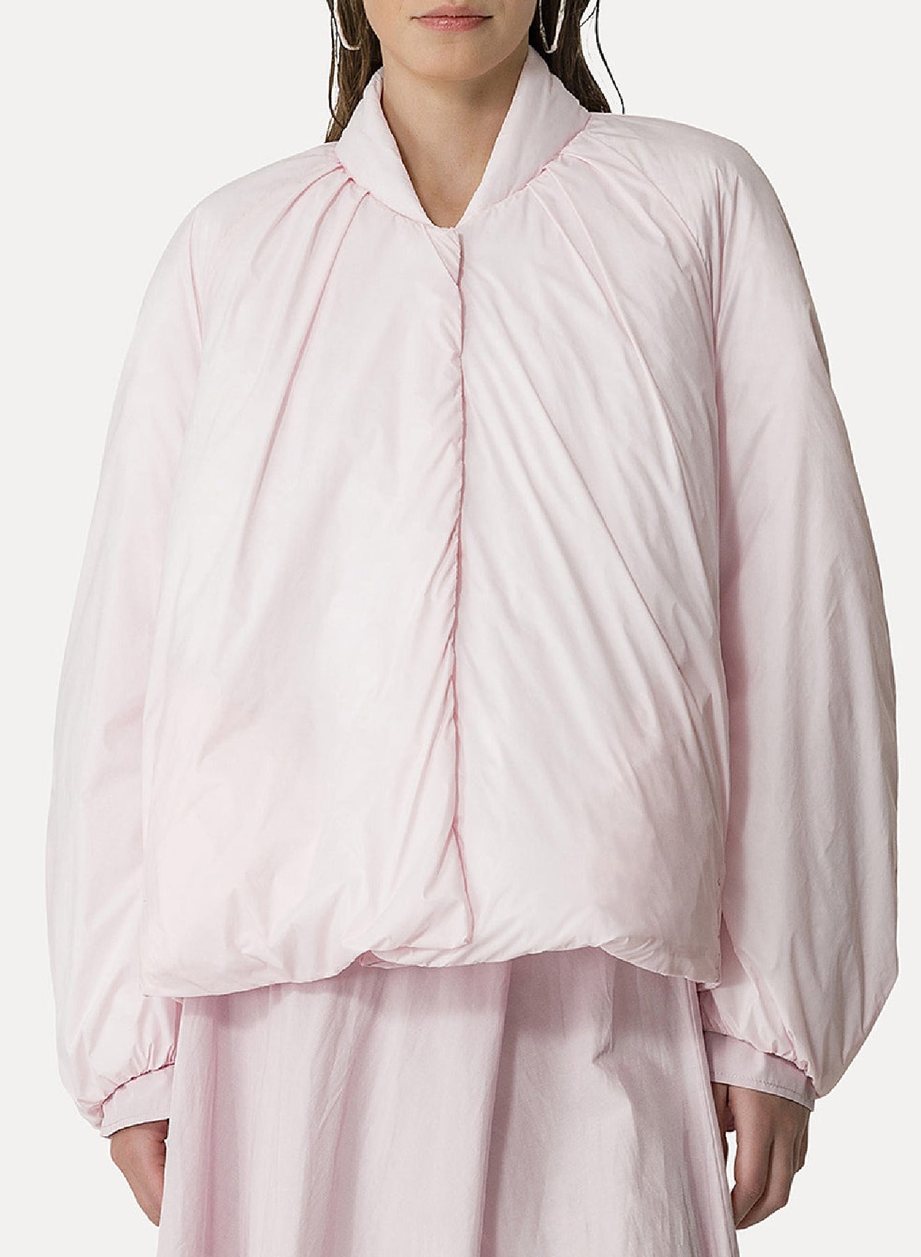 Manteau à col classique en soie mélangée - Oyster