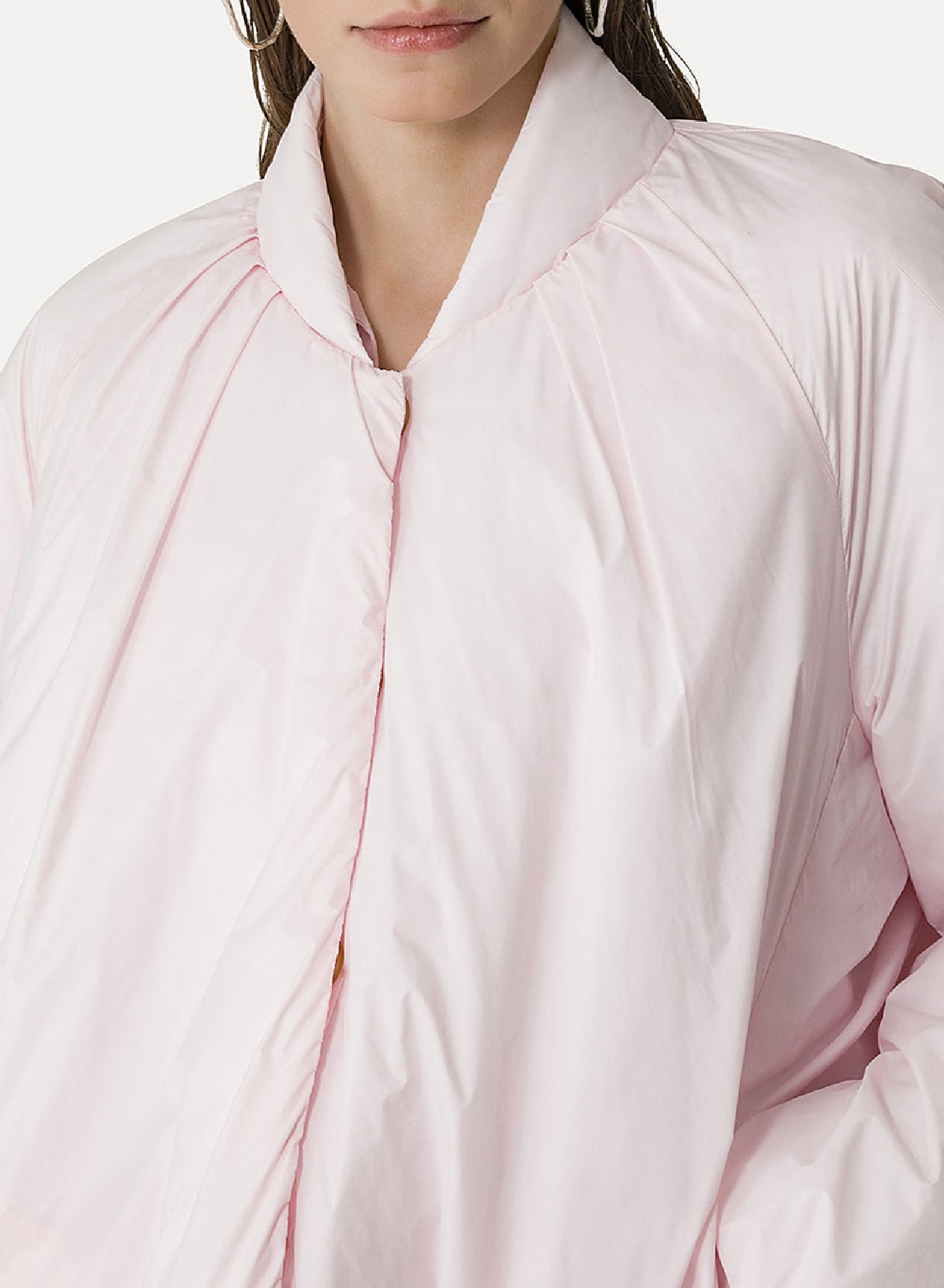 Manteau à col classique en soie mélangée - Oyster