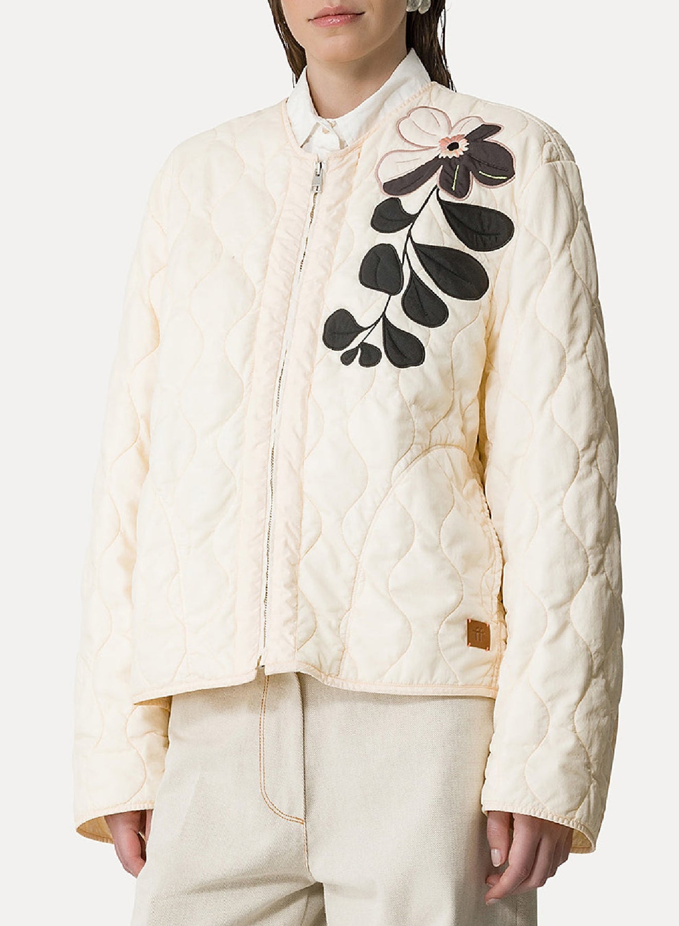 Bomber with embroidery - Ivory