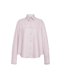 Regular leather shirt - Oyster