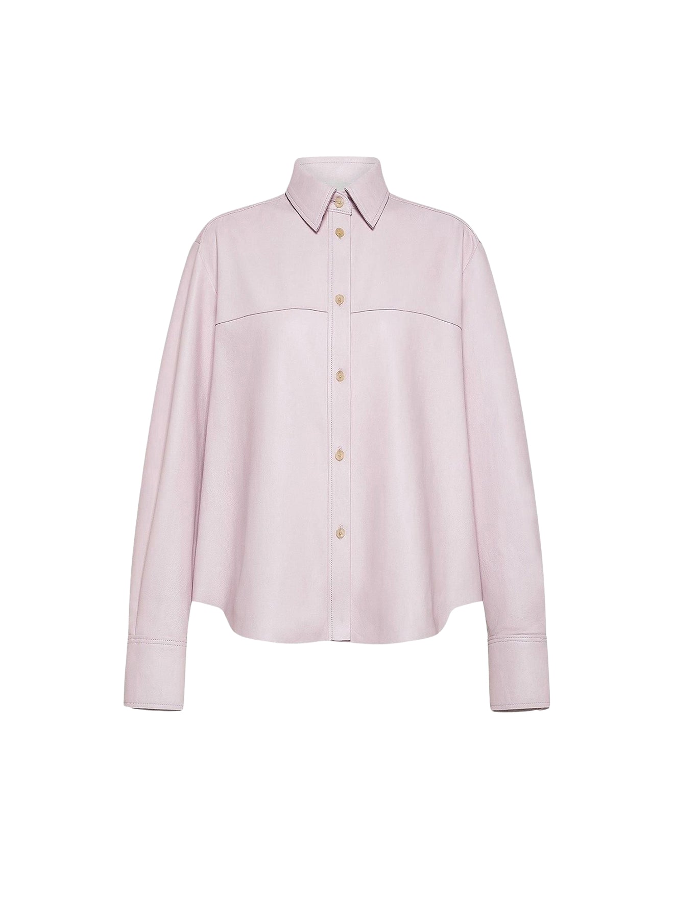 Regular leather shirt - Oyster