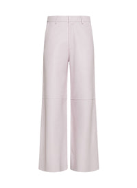 Loose-fitting leather trousers - Oyster
