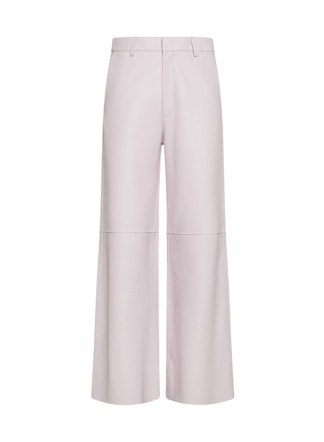 Loose-fitting leather trousers - Oyster