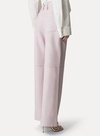 Loose-fitting leather trousers - Oyster