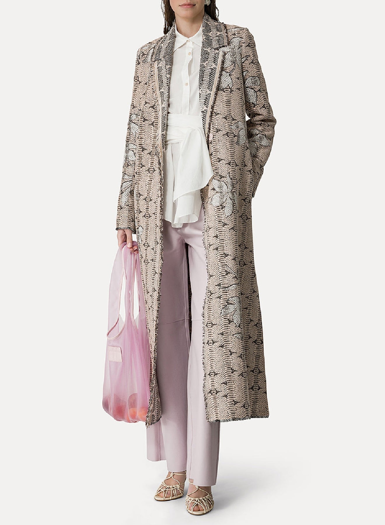 Loose-fitting leather trousers - Oyster
