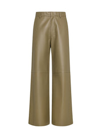 Wide-leg leather trousers - Taupe