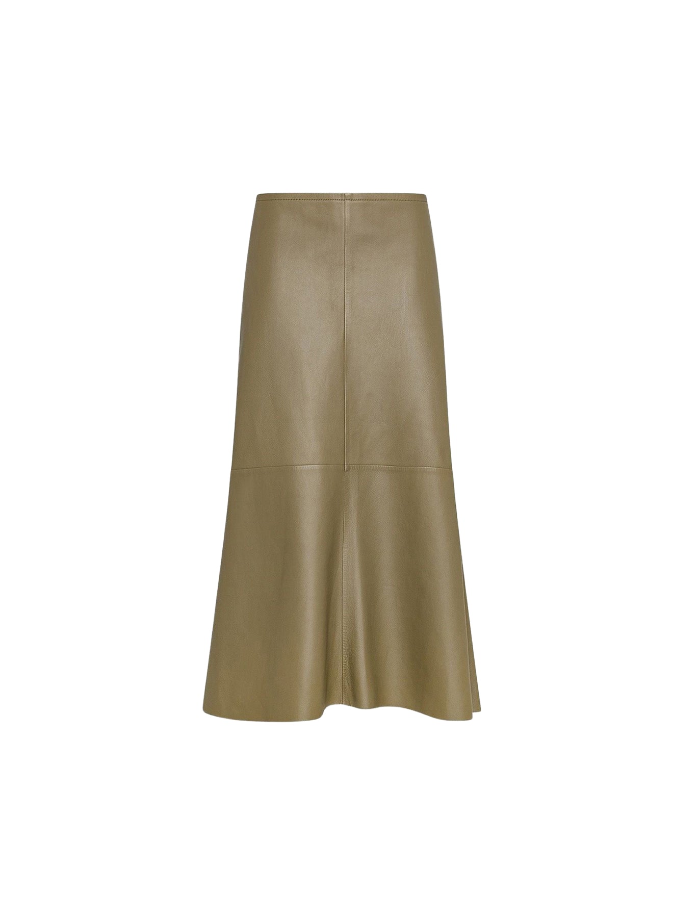 Jupe midi évasée en cuir - Taupe