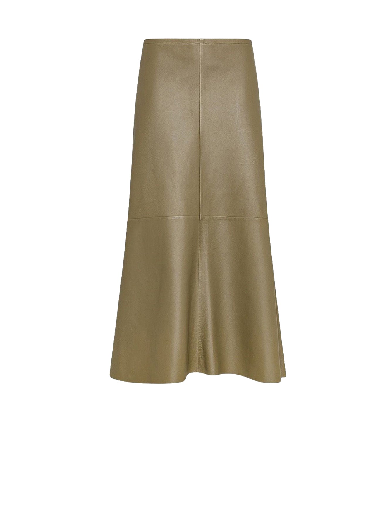 Jupe midi évasée en cuir - Taupe