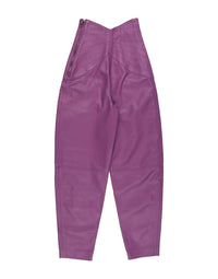 Pantalon carotte en cuir - Mauve