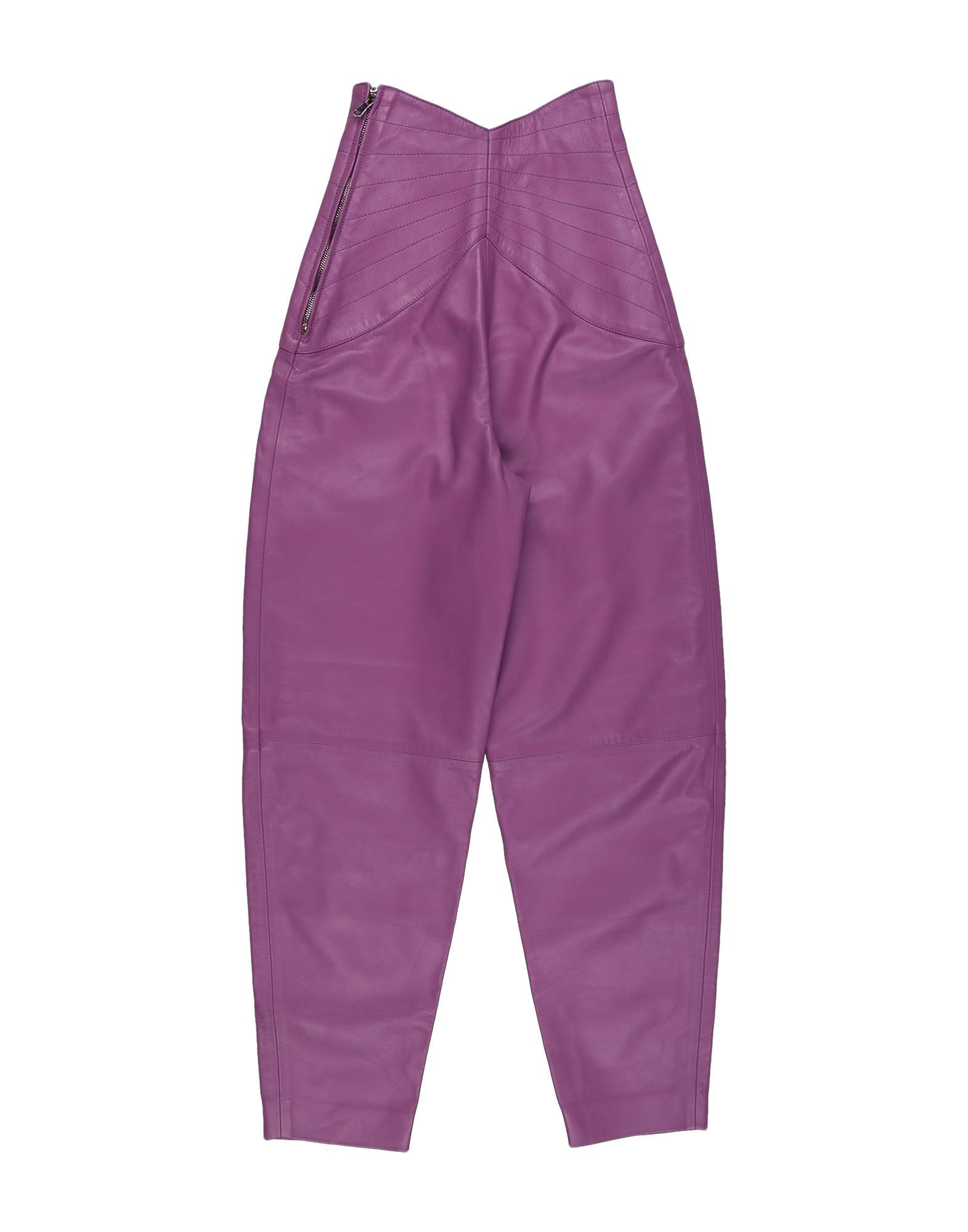 Pantalon carotte en cuir - Mauve