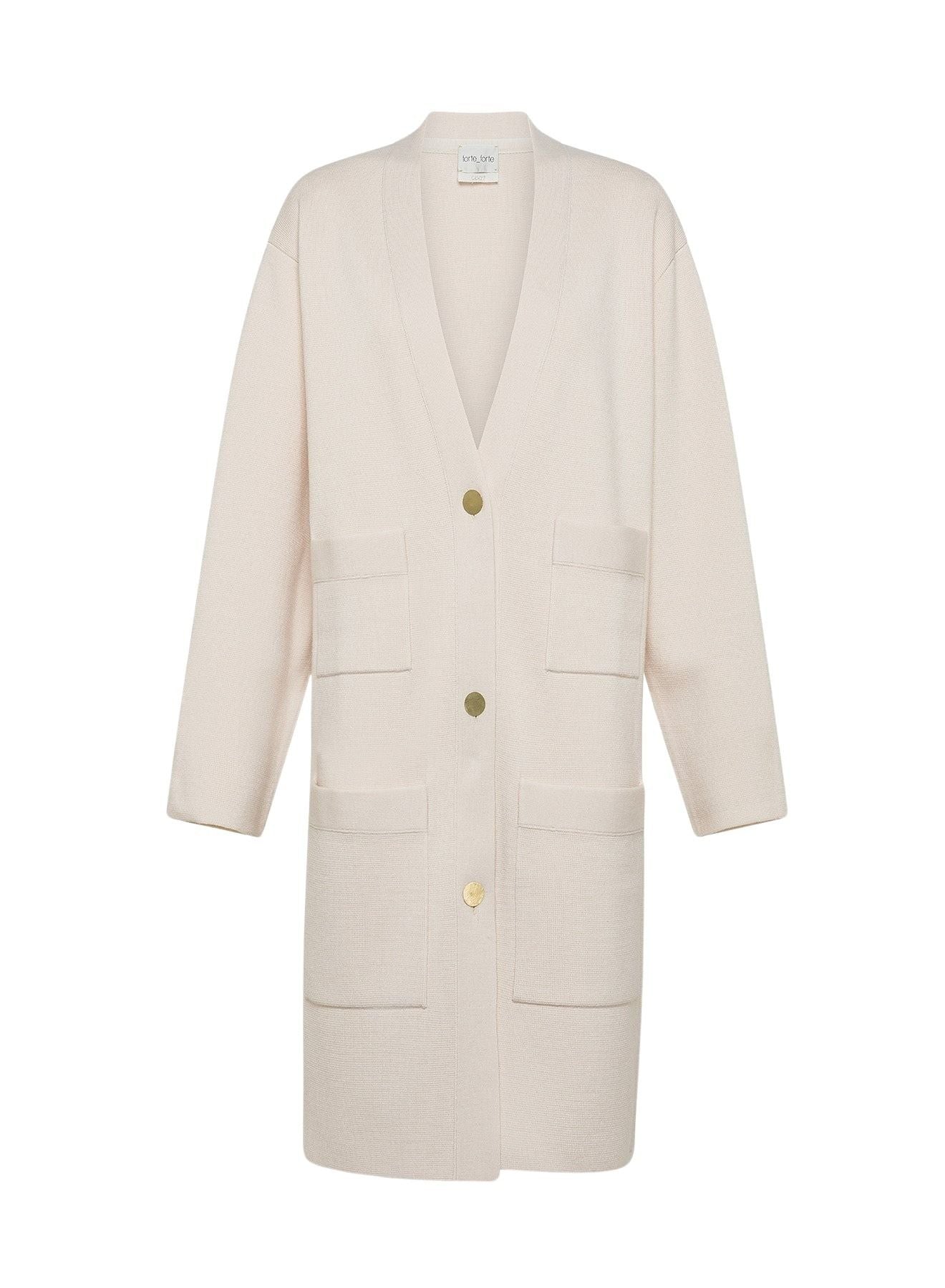 Long wool cardigan coat - Ivory