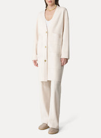 Long wool cardigan coat - Ivory