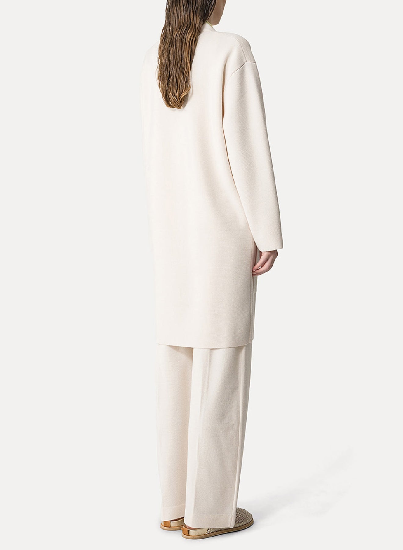 Long wool cardigan coat - Ivory